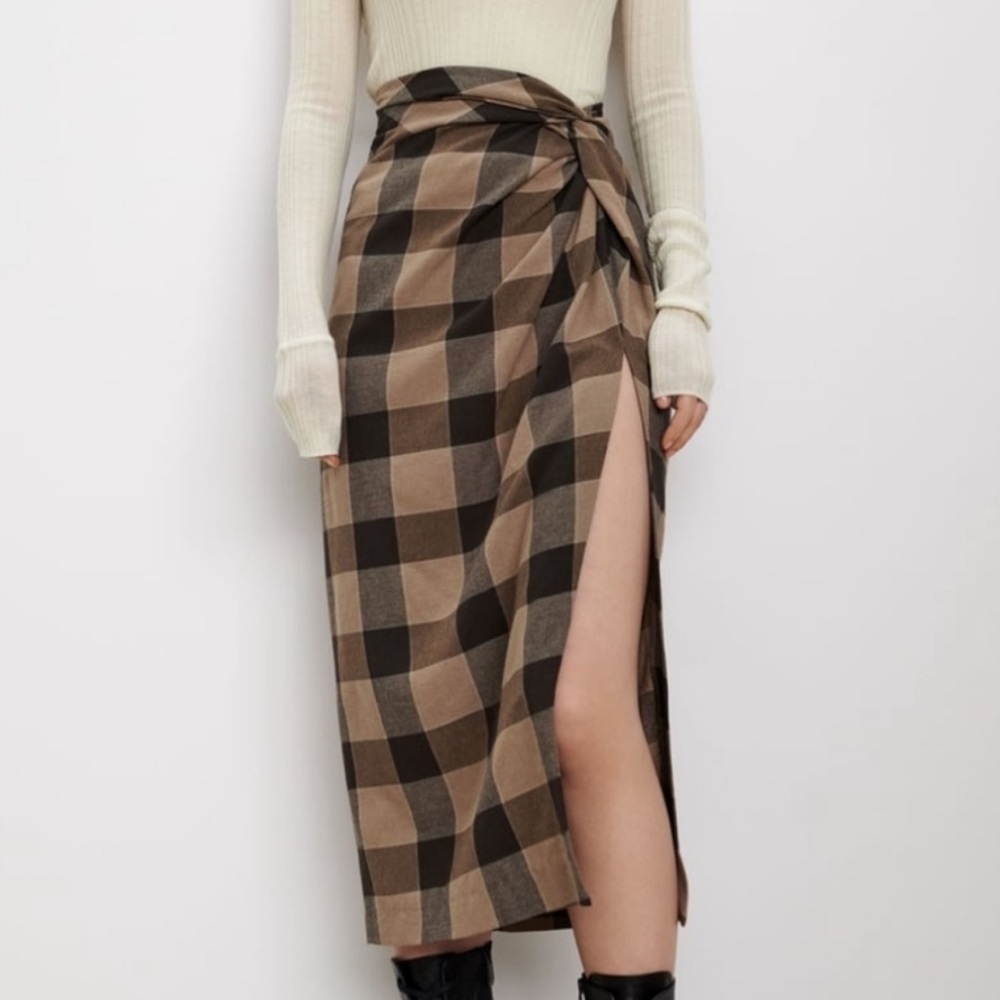 ZARA | Plaid Skirt with Knot